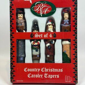 NEW Vintage Robert Alan Candle Company COUNTRY CHRISTMAS CAROLER TAPERS Set of 4